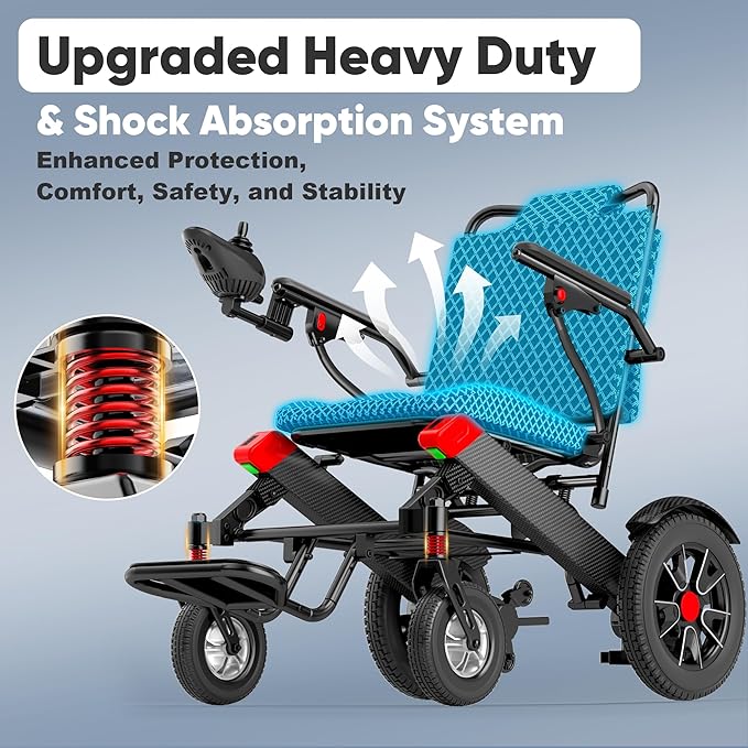 Electric Wheelchair for Adults, 15Miles Travel Range Heavy Duty Motorized Wheelchair for Seniors, Max Support 350lbs, All Terrain Power Wheelchairs for Home & Outdoor, Airline Approval