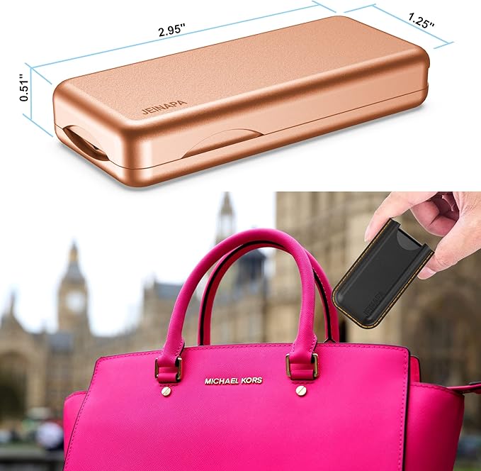 JEINAPA Pill Cutter with Auto Centering Device, Aluminum Pill Splitter with 316L Stainless Blade, Genuine Leather Case, Professional Pill Splitter for Cutting Small Pills or Large Pills (Rose Gold)