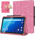 TiMOVO Universal Case for 10.1 Inch Android Tablet with Pen Loop, Lightweight Folding Stand Cover with Hand Strap for All 9.6"-11" Touchscreen Tablet, Glitter Watermelon Red