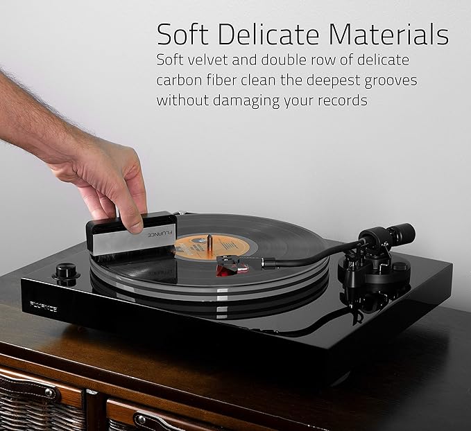 Fluance Vinyl Record Accessory Kit Anti-Static Carbon Fiber Brush and Record Weight VB52RW03