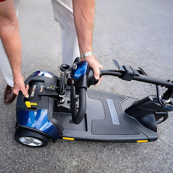 Pride Mobility Go Go Elite Traveller 3-Wheel Scooter - Travel Mobility for Adults, 18 Ah Battery, 300 Lbs Weight Capacity, Blue, Seat Dimensions - 17" W x 17" D - SC40E-18AH