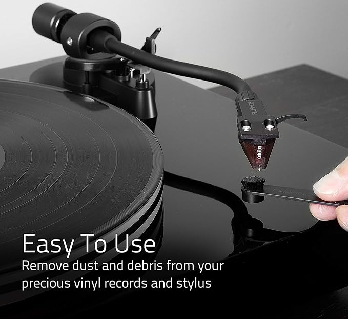 Fluance Vinyl Record Stylus Cleaning Kit Anti-Static Carbon Fiber Velvet LP Brush VB52