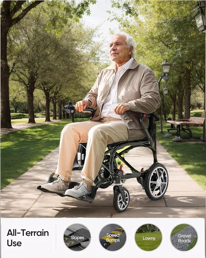 25.5lbs Carbon Fiber Electric Wheelchair for Adults, Lightweight Foldable Travel Power Wheelchair, Portable Motorized Wheelchairs, Airline Approved, Black