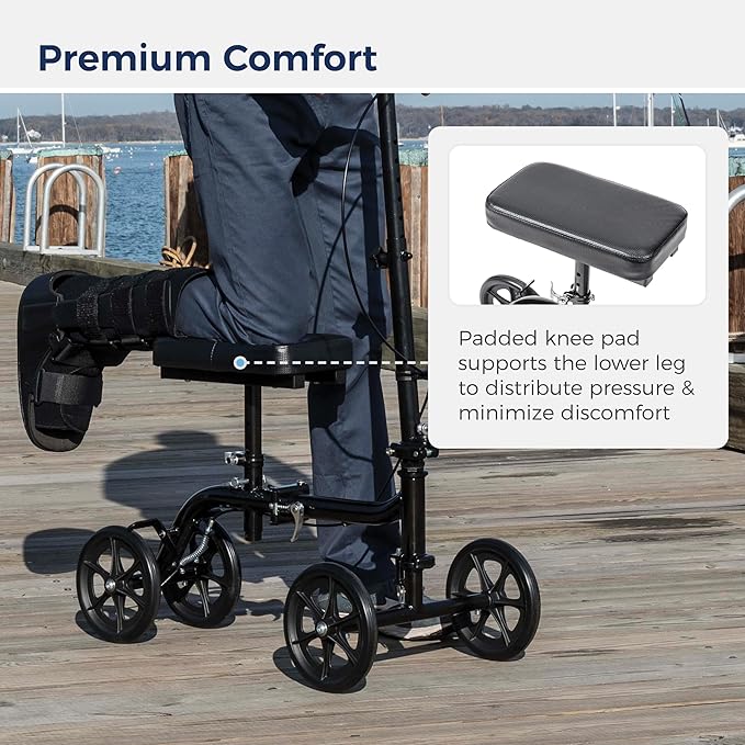 Drive Medical Steerable Folding Knee Scooter & Leg Scooter, Black