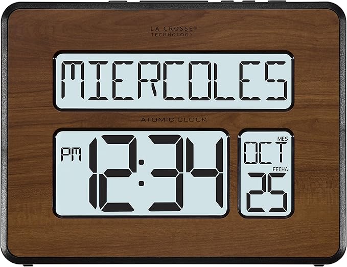 La Crosse Technology 513-1419BL-WA-INT Atomic Large Full Digital Calendar Clock