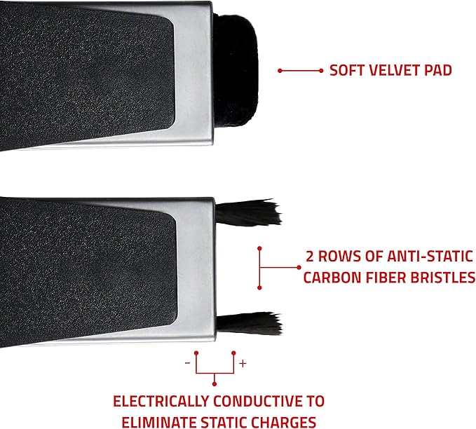 Fluance Vinyl Record Accessory Kit Anti-Static Carbon Fiber Brush and Record Weight VB52RW03
