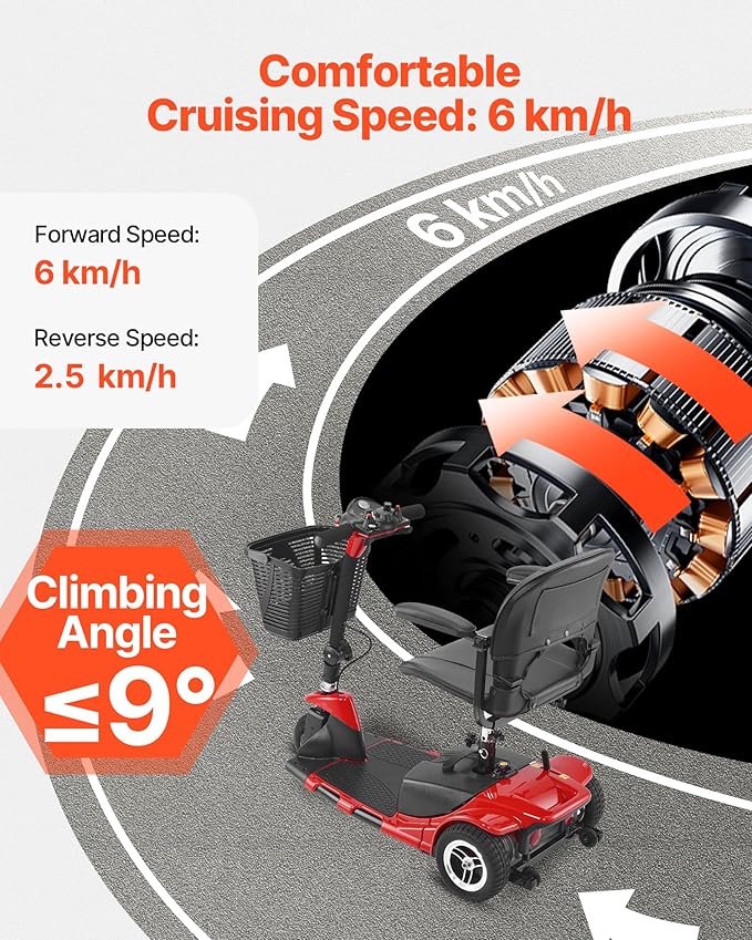 VEVOR 2025 Upgraded 3 Wheel Folding Mobility Scooter for Adults & Seniors,Electric Powered Mobility Scooter & 12 Mile Long Range, All Terrain Travel Wheelchair with 9° Climbing, 265lb Capacity