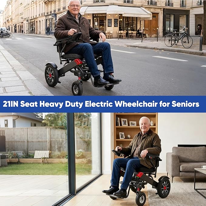 Electric Wheelchair for Adults, 30Miles Travel Range Heavy Duty Motorized Wheelchair for Seniors, Max Support 350lbs, All Terrain Power Wheelchairs for Home & Outdoor, Airline Approval