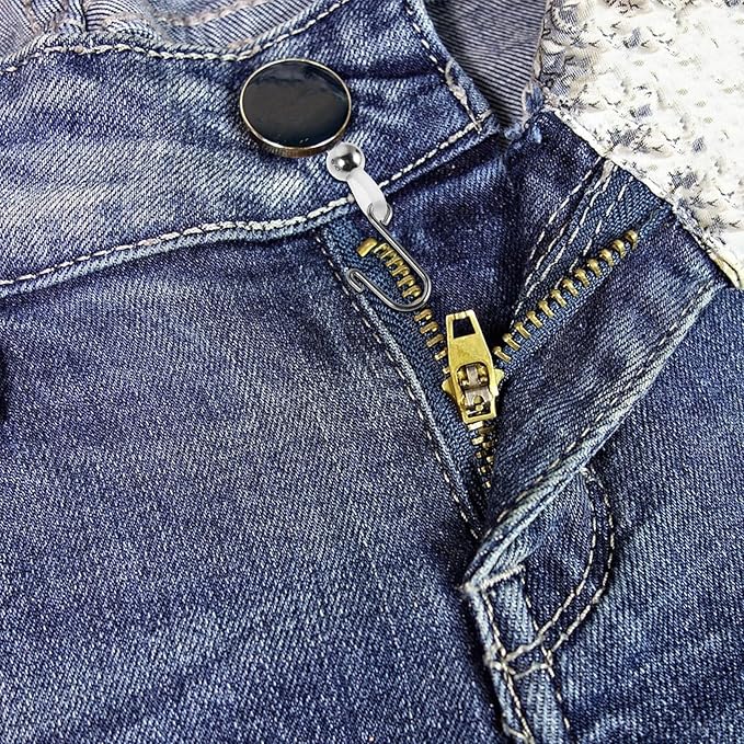 20Pcs Zipper Stopper Helper Clip for Jeans and Pants - Pants Zipper Holder Upper - Button Lock Hooks Stop Slipping for Trousers Skirt