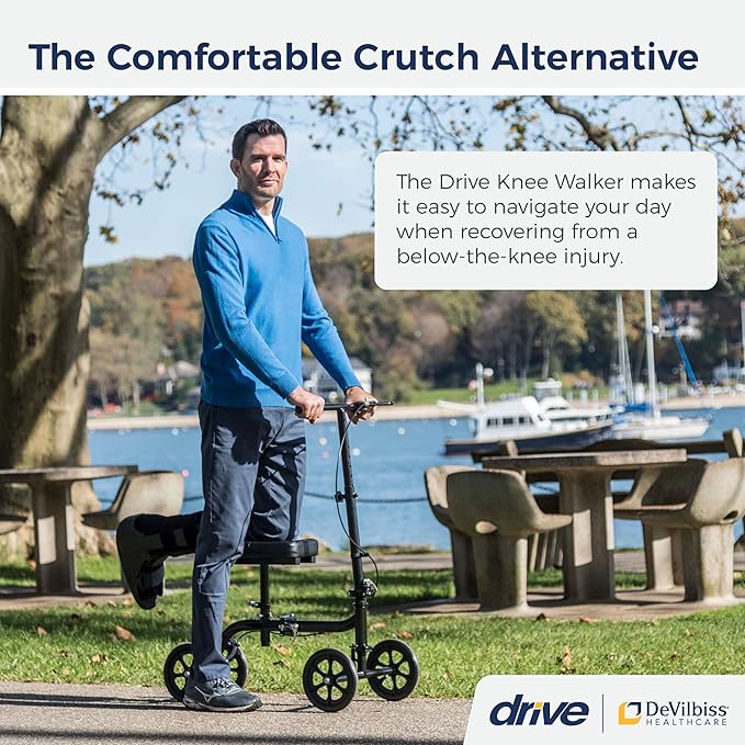 Drive Medical Steerable Folding Knee Scooter & Leg Scooter, Black