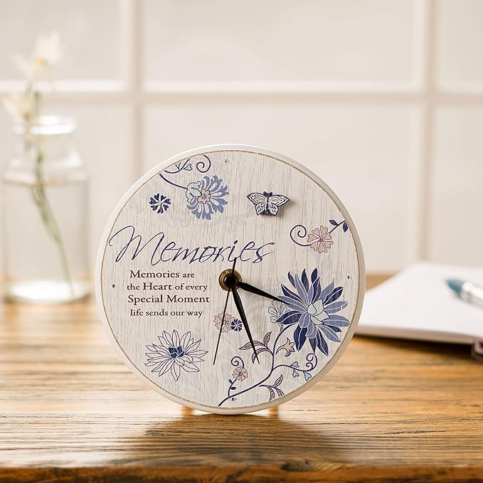 Pavilion Gift Company Mark My Words Memories Sentiment Self Standing Wall Mount Clock, 6-Inch, Round